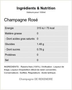 Champagne Rosé - Ingrédients et Nutrition 