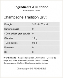 Champagne Tradition Brut - Ingrédients et Nutrition 