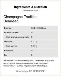 Champagne Tradition Demi-sec - Ingrédients et Nutrition 